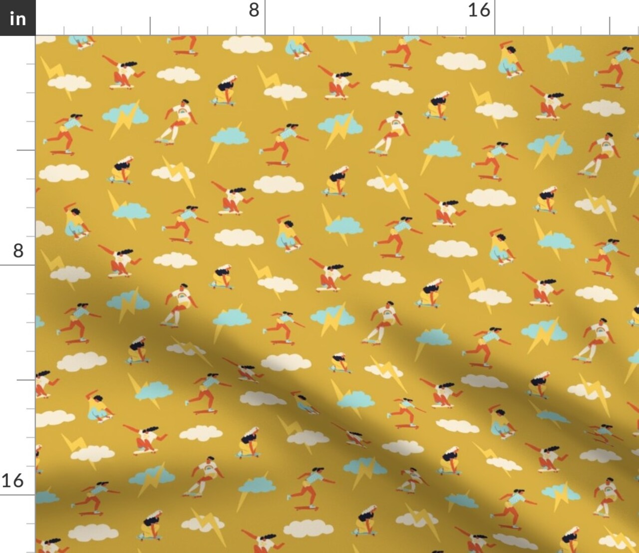 Skater Girls Retro 1970S Skateboard Feminism Women Skateboarding Custom Printed Fabric by Spoonflower Various Fabrics by the Yard or Fat Quarter